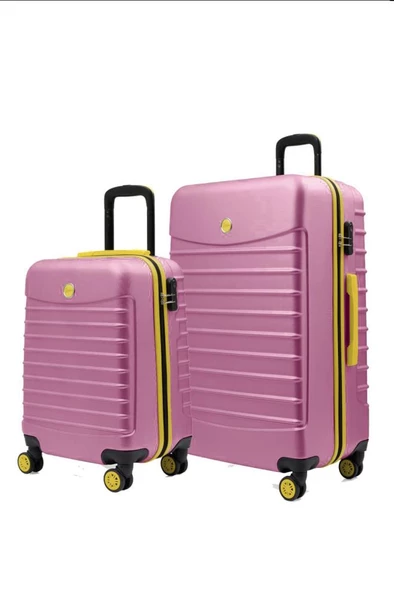 2'li Valiz Seti Büyük Boy - Kabin Boy Pembe 1168