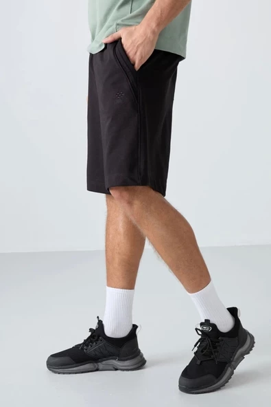 TOMMY LIFE Siyah Pamuklu Kalın Yumuşak Dokulu Comfort Fit Basic Erkek Şort - 81260 - 3
