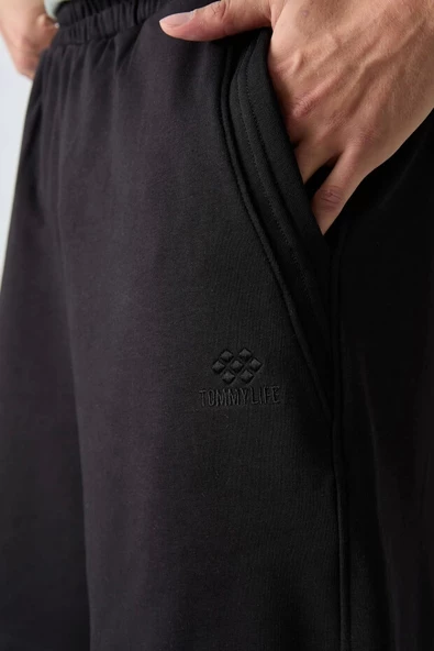 TOMMY LIFE Siyah Pamuklu Kalın Yumuşak Dokulu Comfort Fit Basic Erkek Şort - 81260 - 5