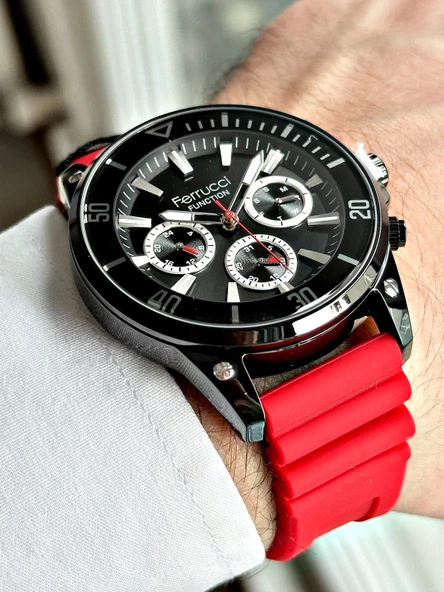 Ferrucci Function FCF.03345FS.04 Silikon Kordon Erkek Kol Saati - Resim 5