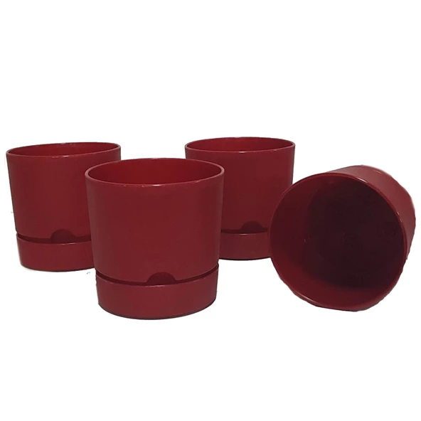 Poliwork 4 lü Begonya 15 cm Renkli Plastik Tabaklı Saksı - 5