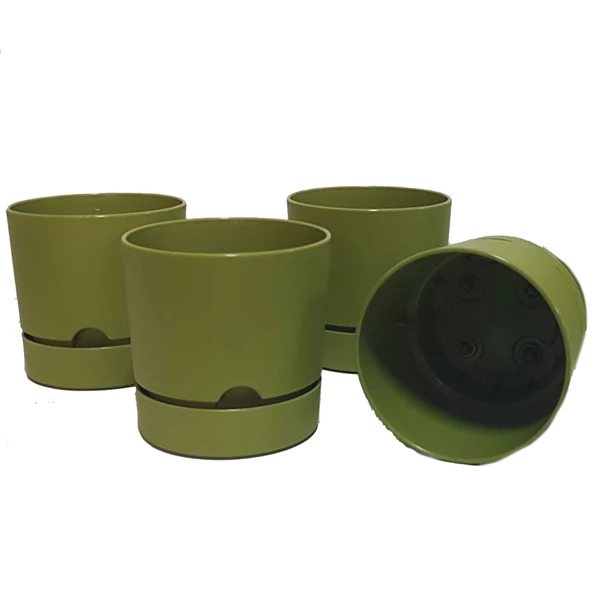 Poliwork 4 lü Begonya 15 cm Renkli Plastik Tabaklı Saksı - 3