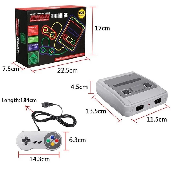 BYOZTEK 621 Retro HD Super Mini Konsol  1080P TV AV/HDMI  621 8Bit Games  - 4