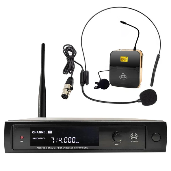 Uhf Kablosuz Mikrofon 1 Yaka 1 Headset Cooma B-2798