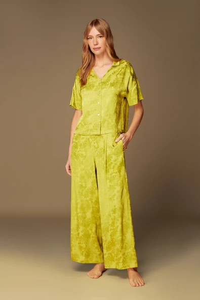 Pijama Takım Pantolon Bluz 1502 - 2'li Set Yeşil