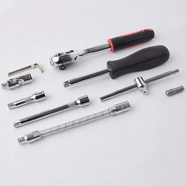 Premium 58 Parça 46Mini Lokma Takımı Otomatik Cırcırlı 1/4" 12 Parça Kombine Açık Ağız-yıldız Takım - 2