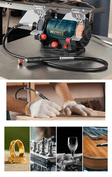 Premium Turbo Motorlu Devirli Çark Motoru Dramel  Zımpara Bileme Gravür Cam Oyma Taşlama Kiti - Resim 3