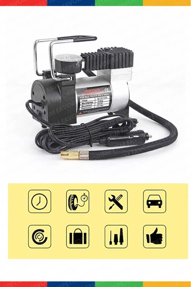 Yüksek Kalite Taşınabilir 150Psi 12V Top Bisiklet Minicar Lastik Şişirme Pompası Hava Kompresörü Kit - 3