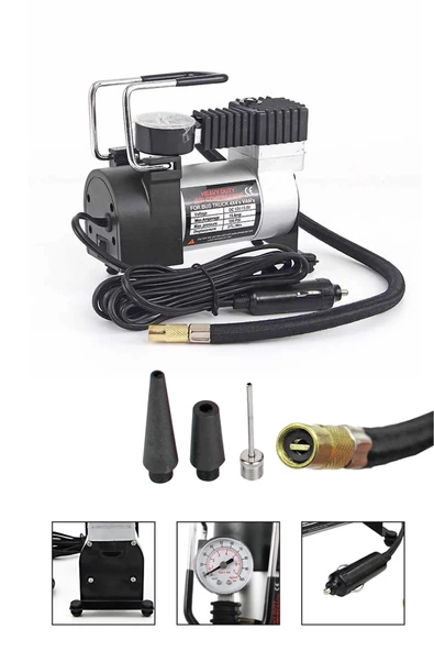 Yüksek Kalite Taşınabilir 150Psi 12V Top Bisiklet Minicar Lastik Şişirme Pompası Hava Kompresörü Kit - 1