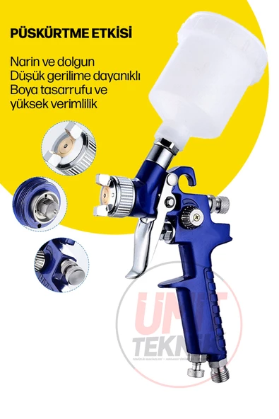 Premium Hassas Detay H-2000 Gölge Tabancası 150 Cc / 0,8 Mm Üstten Depolu Metal Tabancalı " 0,8 Mm - 5