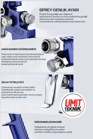 Premium Hassas Detay H-2000 Gölge Tabancası 150 Cc / 0,8 Mm Üstten Depolu Metal Tabancalı " 0,8 Mm - 3