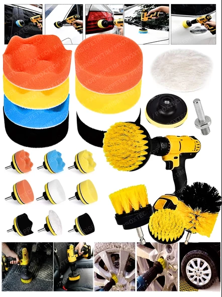 Pro18Pcs 115mm Pasta Cila Polisaj Süngeri,Fırça MikrofiberBez,Pastacila Sünger Matkap Parlatma Seti - 2