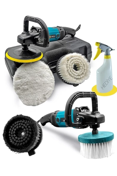 PROXTECH Profesyonel Devirli Koltuk Halı Yıkama Pasta Cila Polisaj Makinesi Su Sıçratmaz Fırça Hediye Set