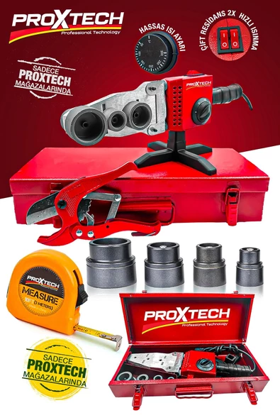 PROXTECH Çift Residanslı Isı Ayarlı Profesyonel Pprc Büyük Boru Kaynak Makinesi Metre-Makaslı Set - Resim 3