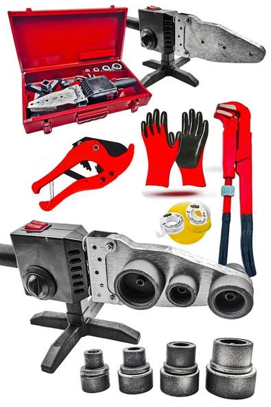 PROXTECH  Çift Residanslı Isı Ayarlı PprcPlastik Boru Kaynak Makinesi MaşalıBoru Anahtarı Teflon Makaslı Set ürün görseli