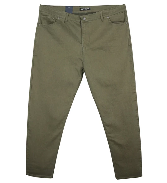 Erkek Büyük Beden 110 Kilo-172 Kilo Arası İçin Uygun Likralı Kanvas Pantolon Haki - 3