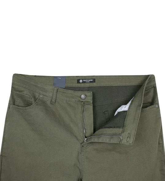 Erkek Büyük Beden 110 Kilo-172 Kilo Arası İçin Uygun Likralı Kanvas Pantolon Haki - 9