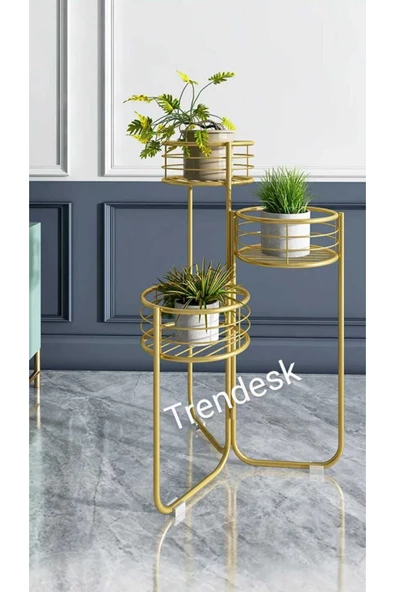 TRENDESK Modern 3 Katlı Metal  Çiçeklik Saksı Standı Saksılık