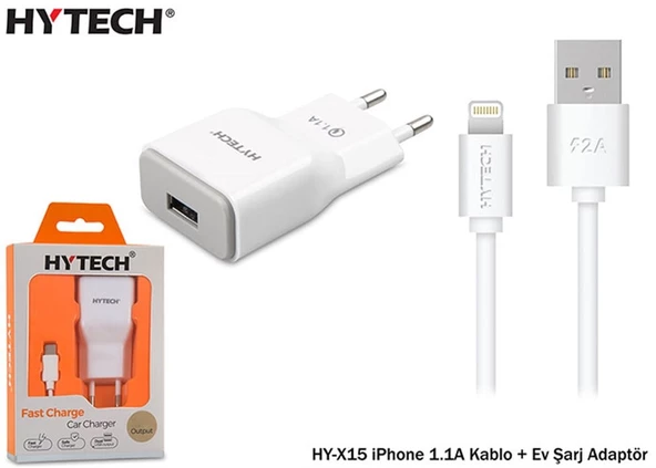 HYTECH HY-X15 LIGHTNING 1.1A KABLO + EV ŞARJ ADAPTÖRÜ