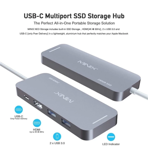 Minix USB-C MULTIPORT SSD 240GB SPACE GRAY - 2