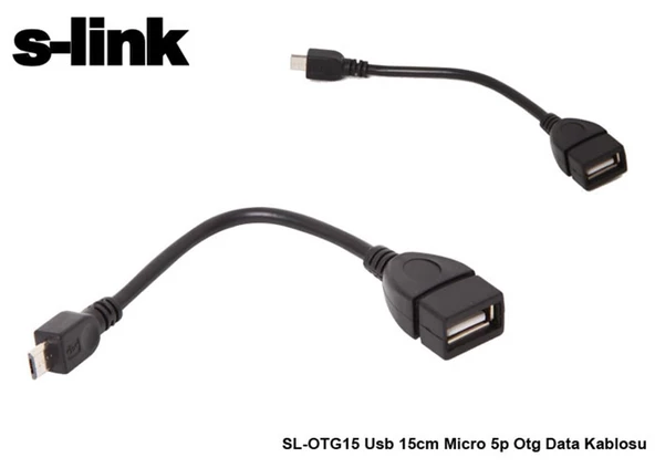 S-LINK SL-OTG15 15CM MICRO USB 5P OTG DATA KABLOSU - 2