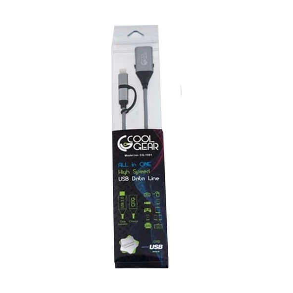 COOL GEAR ALL IN ONE HIGH SPEED USB DATA CHARGE OTG LIGHTNING CABLE ÇEVİRİCİ USB 2.0 - 3