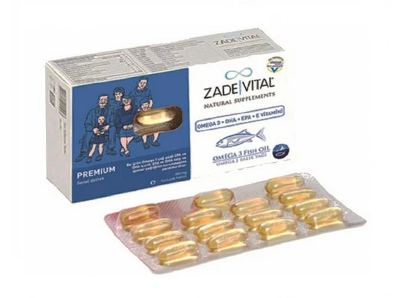 Zade Vital Omega 3 Balık Yağı Premium 60 Kapsül ürün görseli 1