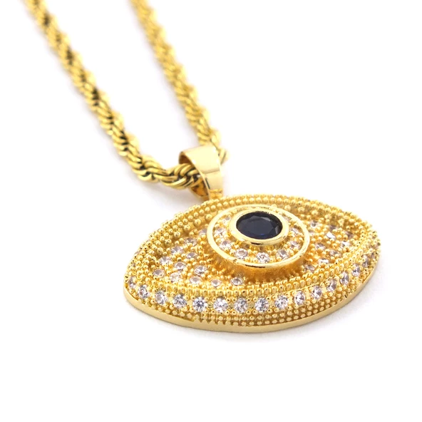 Çelik Kolye - Göz Kolye Altın Kaplama KLY-606 - Resim 4