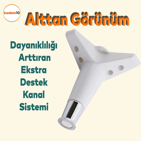 Elista Mobilya Ayağı Sehpa Tv Ünitesi Ayakları Yükseltici 15 Cm Beyaz Krom 8 Adet - 4