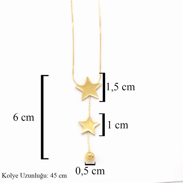 Çelik Yıldız Kolye Altın Kaplama - Kadın Yıldız Kolye KLY-572 - Resim 3