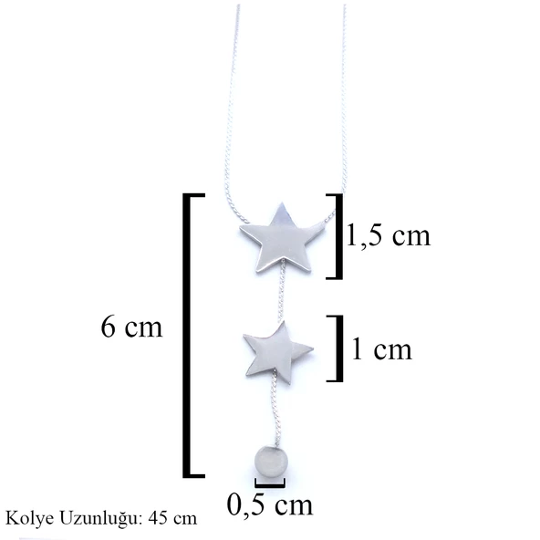 316L Çelik Yıldız Model Kolye KLY-573 - Resim 3
