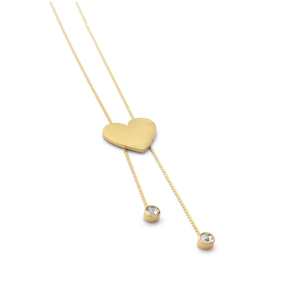 Çelik Kolye - Çelik Kalp Kolye Altın Kaplama KLY-575 - Resim 4