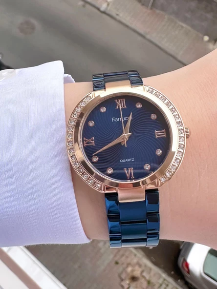 Ferrucci Kadın Metal Kordon Kol Saatİ  Lacivert Rose - Resim 2
