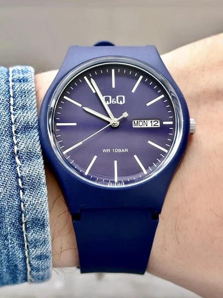 Q&Q Unisex Takvimli Kol Saati 100 Metre Su Geçirmez A212  Lacivert - Resim 2