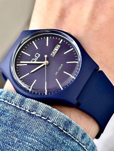 Q&Q Unisex Takvimli Kol Saati 100 Metre Su Geçirmez A212  Lacivert ürün görseli