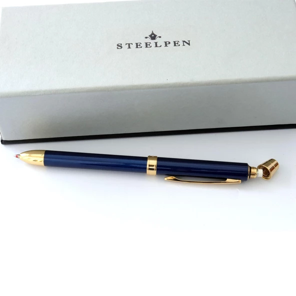 Üçü Bir Arada Mavi Kırmızı Tükenmez Uçlu Kalem Steel Pen Kalem - Resim 6