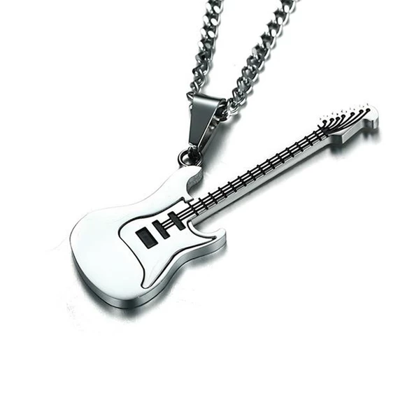 Paslanmaz Çelik Elektro Gitar Kolye Erkek Takı - 2
