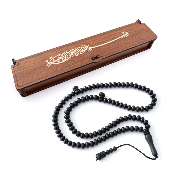 Besmele Yazılı Özel Ahşap Kutusunda 99 ' lu Zikir Tesbihi Tespih - 2