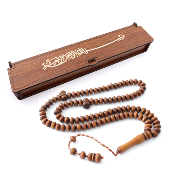 Besmele Yazılı Özel Ahşap Kutusunda 99 ' lu Zikir Tesbihi Tespih - 3