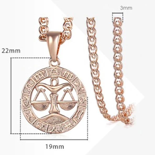 Pigado Astroloji Burçlar Kolye Rose Renk Özel Kutusunda - 9