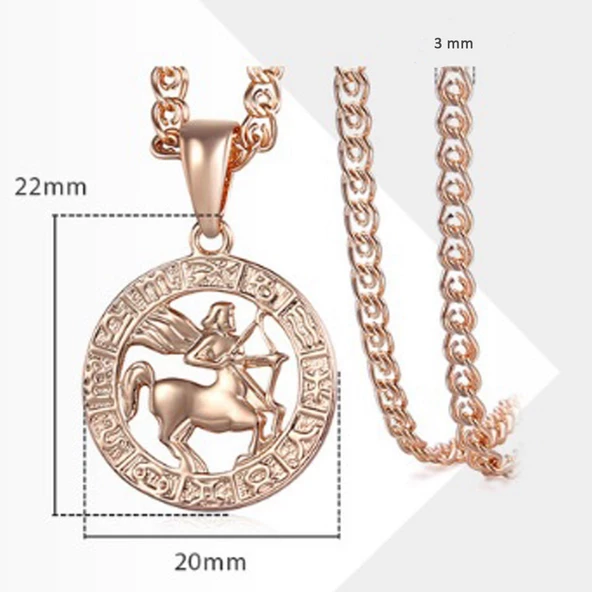 Pigado Astroloji Burçlar Kolye Rose Renk Özel Kutusunda - 10