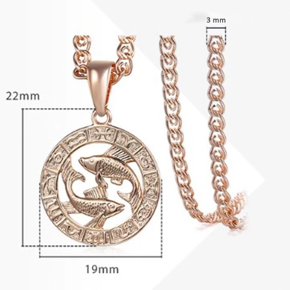 Pigado Astroloji Burçlar Kolye Rose Renk Özel Kutusunda - 5