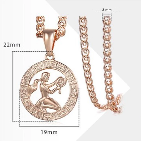 Pigado Astroloji Burçlar Kolye Rose Renk Özel Kutusunda - 6