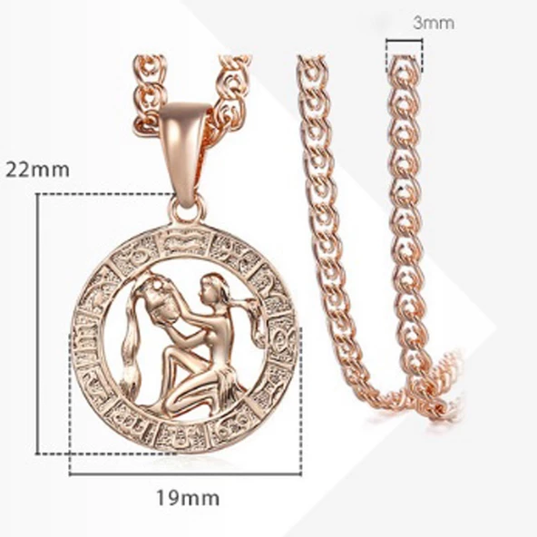 Pigado Astroloji Burçlar Kolye Rose Renk Özel Kutusunda - 8