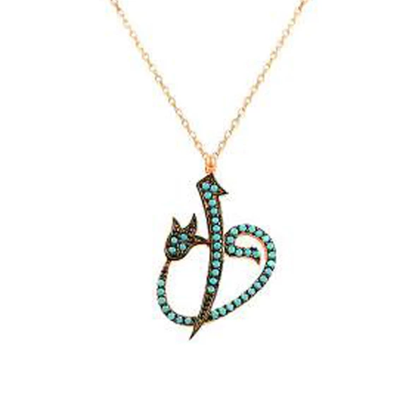 925 Ayar Gümüş Zirkon Elif Vav Kolye - 3