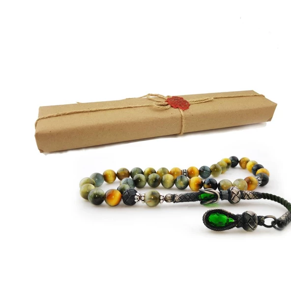 Pigado 1000 Ayar Gümüş Püsküllü Özel Kutulu Mum Mühürlü Tesbih - Resim 3