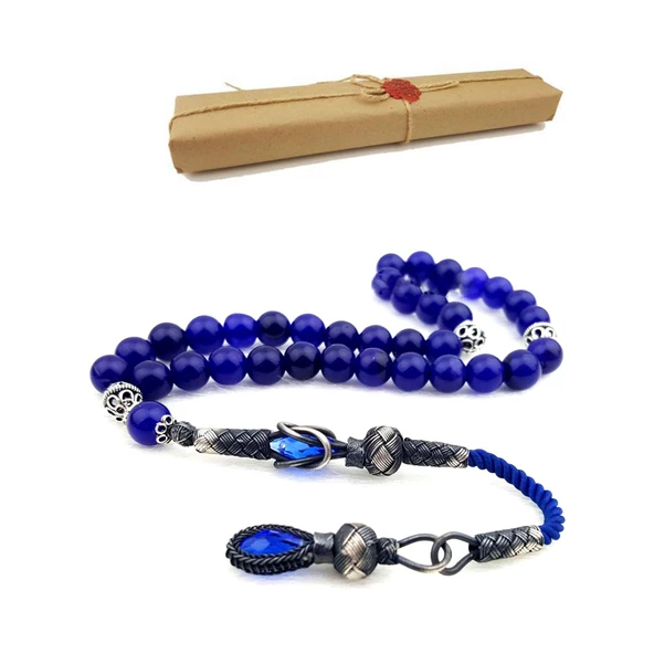 Pigado 1000 Ayar Gümüş Püsküllü Özel Kutulu Mum Mühürlü Tesbih - Resim 4