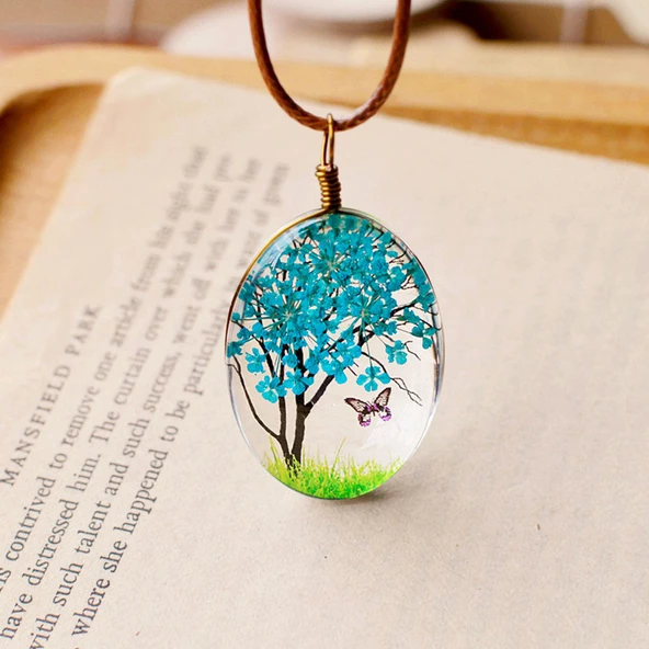 Kurutulmuş Gerçek Çiçek Kolye Hediye Kutusunda + BUGÜN KARGOO!!!! - 3