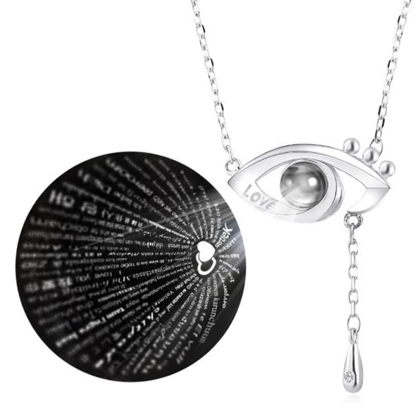 Sevgiliye Hediye Taşlı 100 Dilde Seni Seviyorum Göz Kolye - 2