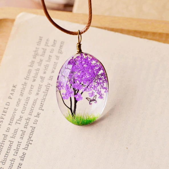 Kurutulmuş Gerçek Çiçek Kolye Hediye Kutusunda + BUGÜN KARGOO!!!! - 2